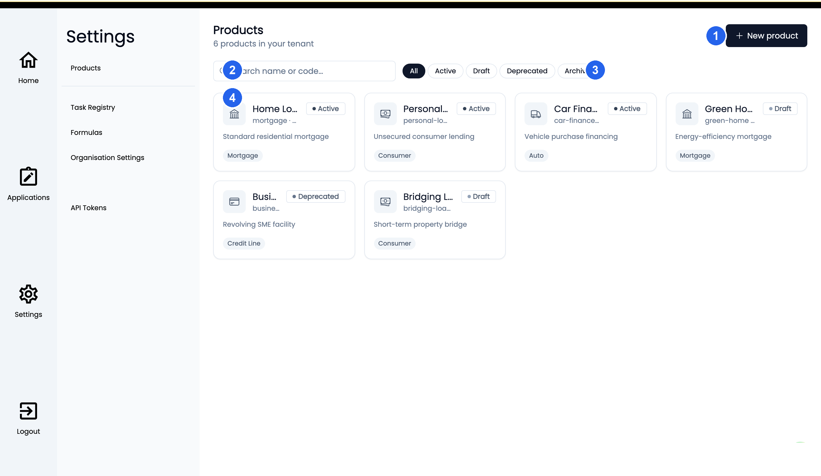 The Products list